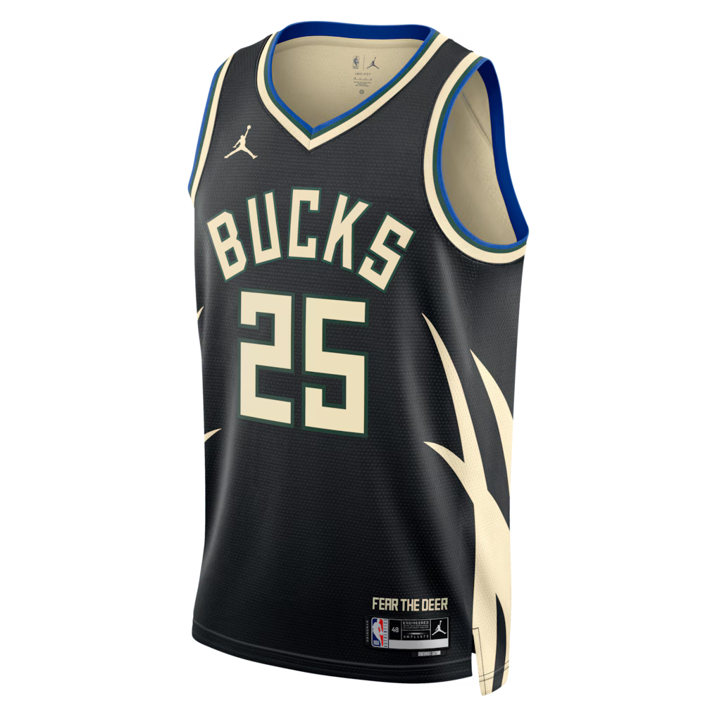 Kasparas Jakučionis Milwaukee Bucks Statement Edition Swingman Jersey front view