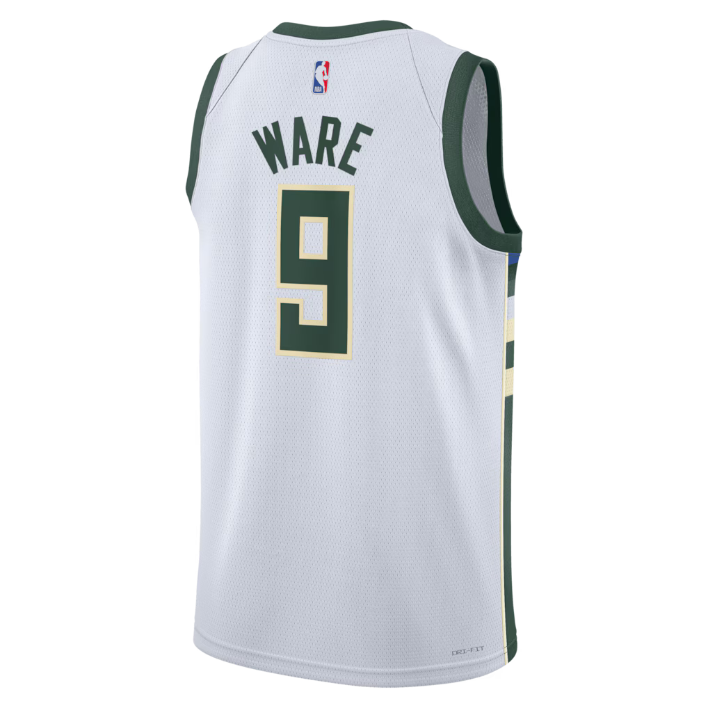 Kel'el Ware Milwaukee Bucks Association Edition Swingman Jersey back view