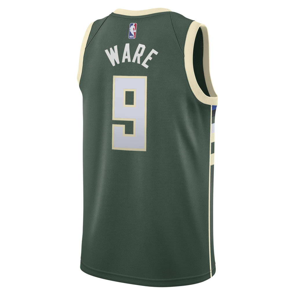 Kel'el Ware Milwaukee Bucks Icon Edition Swingman Jersey back view