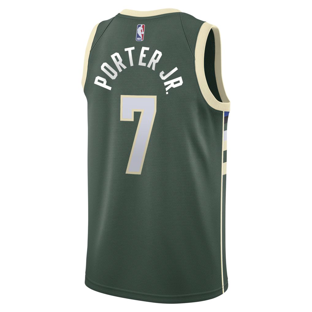 Kevin Porter Jr. Milwaukee Bucks Icon Edition Swingman Jersey back view