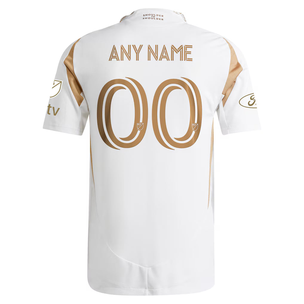 LAFC Away Jersey 2026/27 back view with white design and gold custom name and number styling