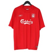 Liverpool Home Jersey 2004/05 front view in classic red with Liverpool crest and Carlsberg sponsor