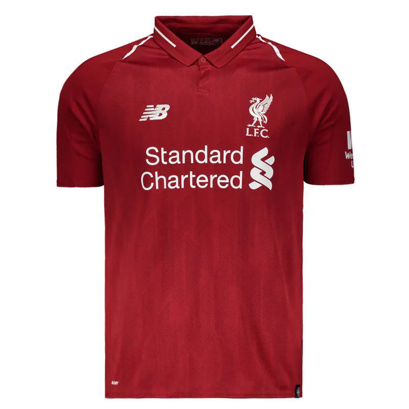 Liverpool Home Jersey 2018/19 front view with deep red design and LFC crest