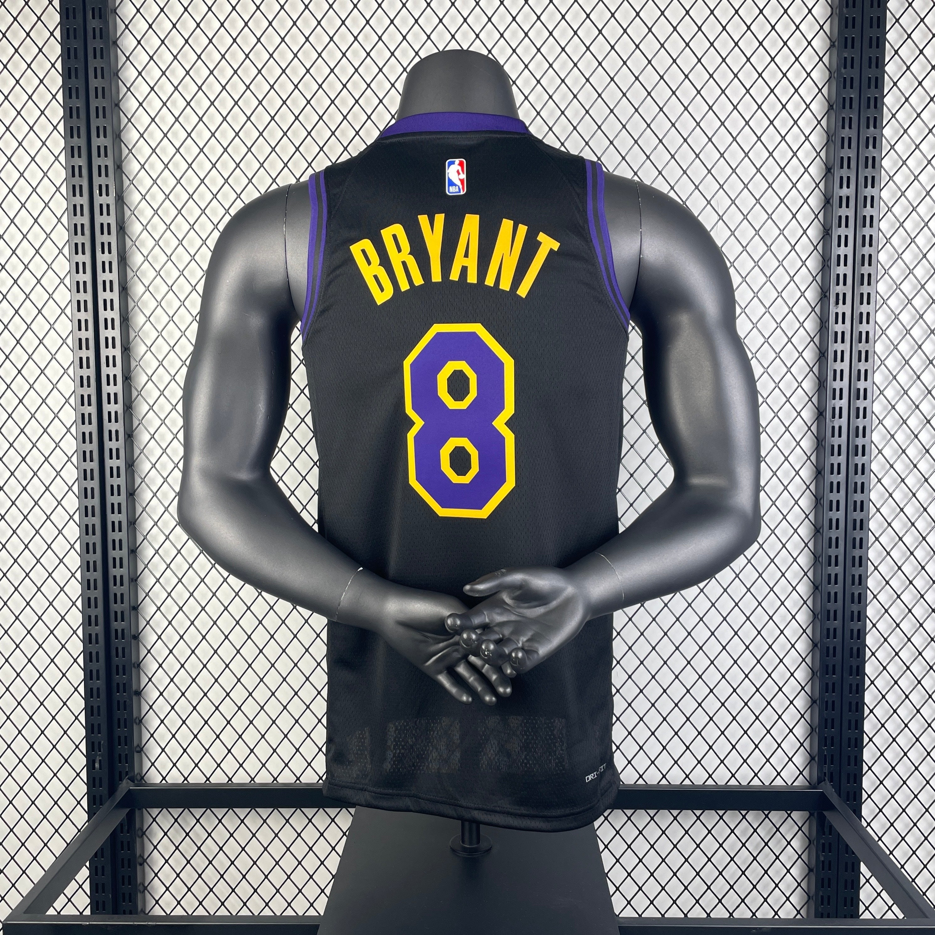 Los Angeles Lakers 2025/26 City Edition swingman jersey Kobe Bryant number 8 black purple gold front and back view