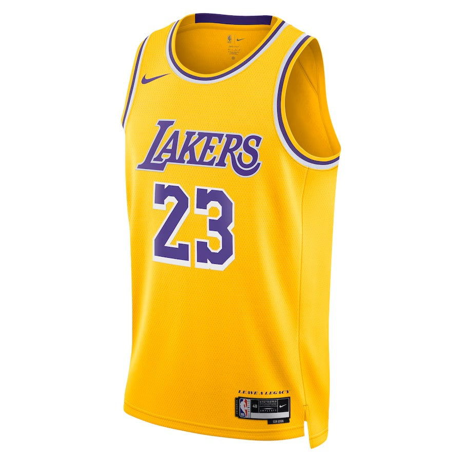 Los Angeles Lakers LeBron James 23 icon edition jersey front yellow
