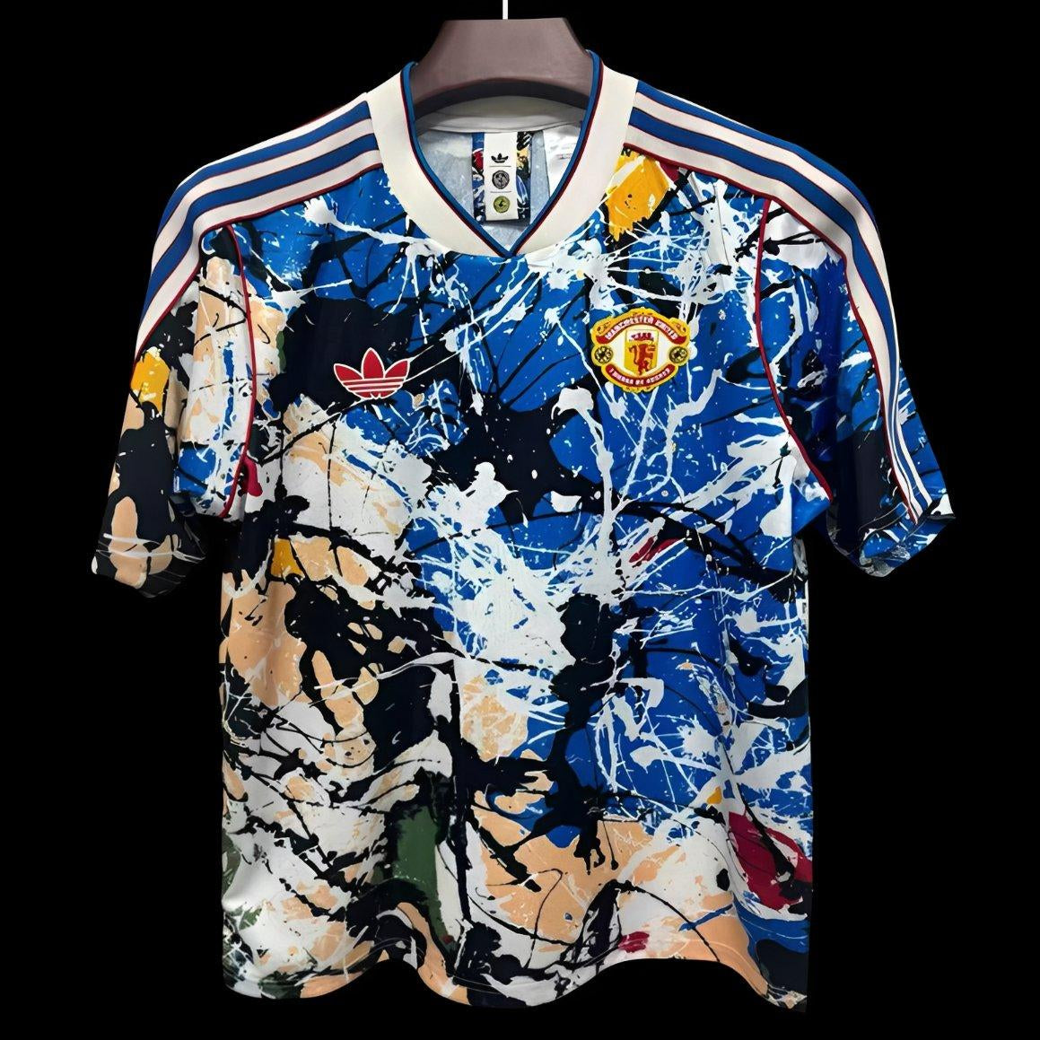 Manchester United Stone Roses lifestyle jersey 2025/26 front view
