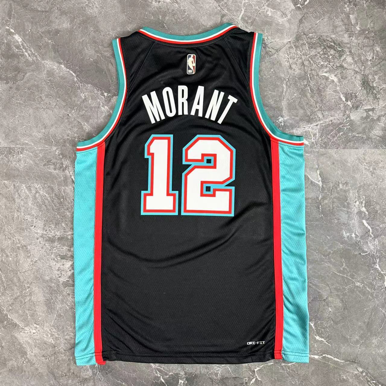 Memphis Grizzlies 2025/26 Classic Edition Ja Morant jersey black teal red number 12 back view