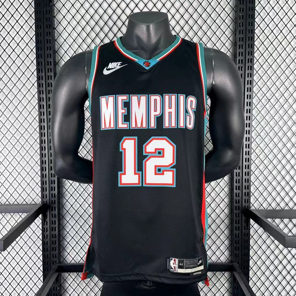 Memphis Grizzlies 2025/26 Classic Edition Ja Morant jersey black teal red number 12 front view
