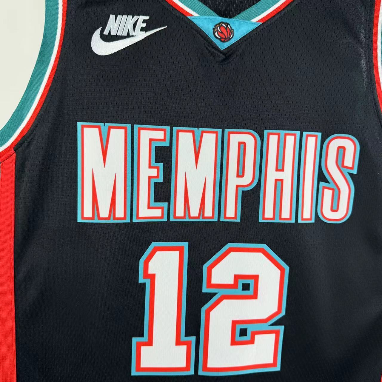 Memphis Grizzlies 2025/26 Classic Edition Ja Morant jersey black teal red number 12 front view