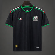 Mexico Third Jersey 2026 front view in black with green trim, national colour shoulder accents and Mexico crest
