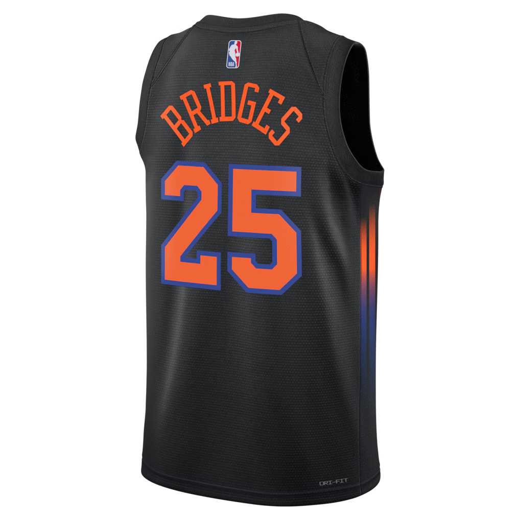 Mikal Bridges New York Knicks Statement Edition Swingman Jersey back view