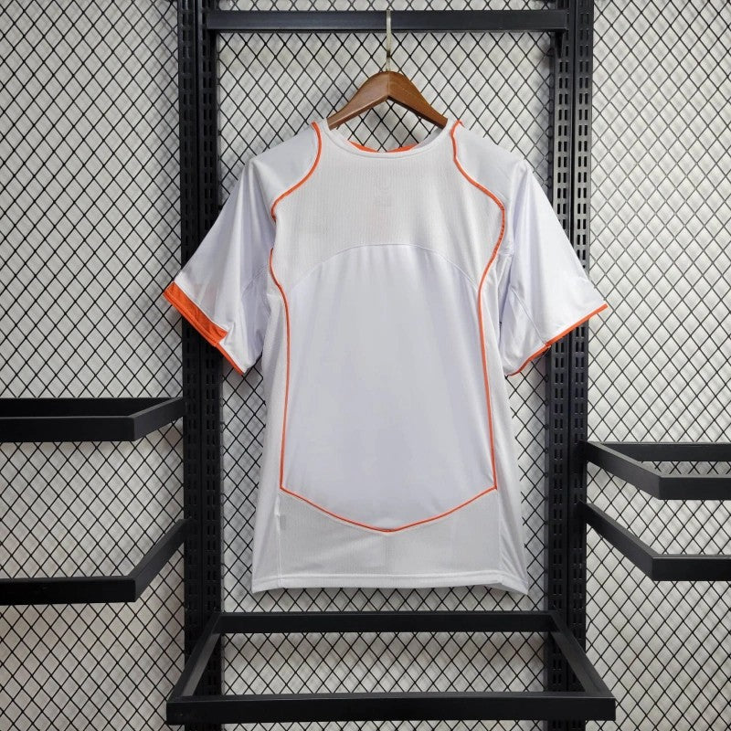 Netherlands Away Jersey 2004 back view in white with orange accents