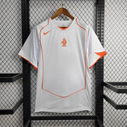 Netherlands Away Jersey 2004 front view in white with orange detailing