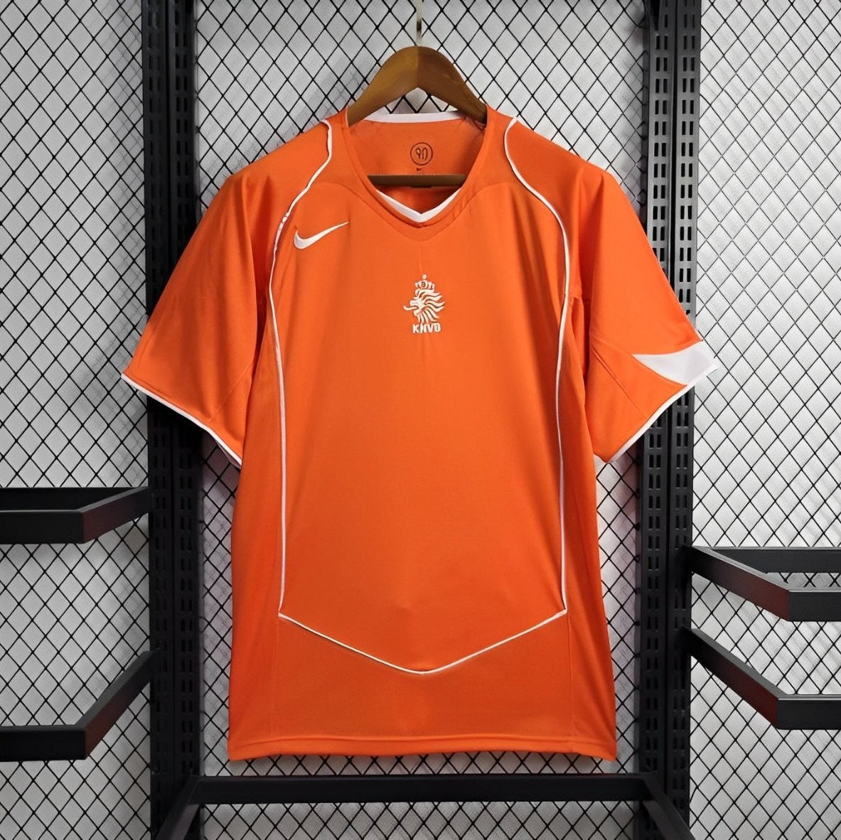 Netherlands Home Jersey 2004 front view in orange with white detailing