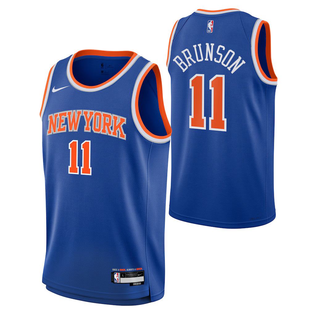 New York Knicks Jalen Brunson Icon Edition Jersey 2022/23 Front and Back View