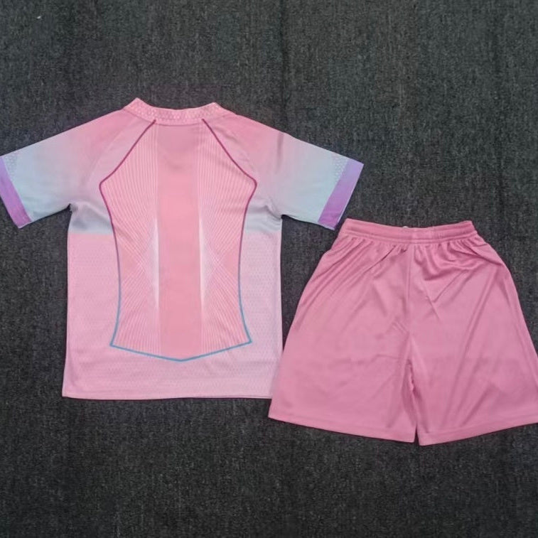 Nike Barcelona pink special edition kids kit back view youth football set