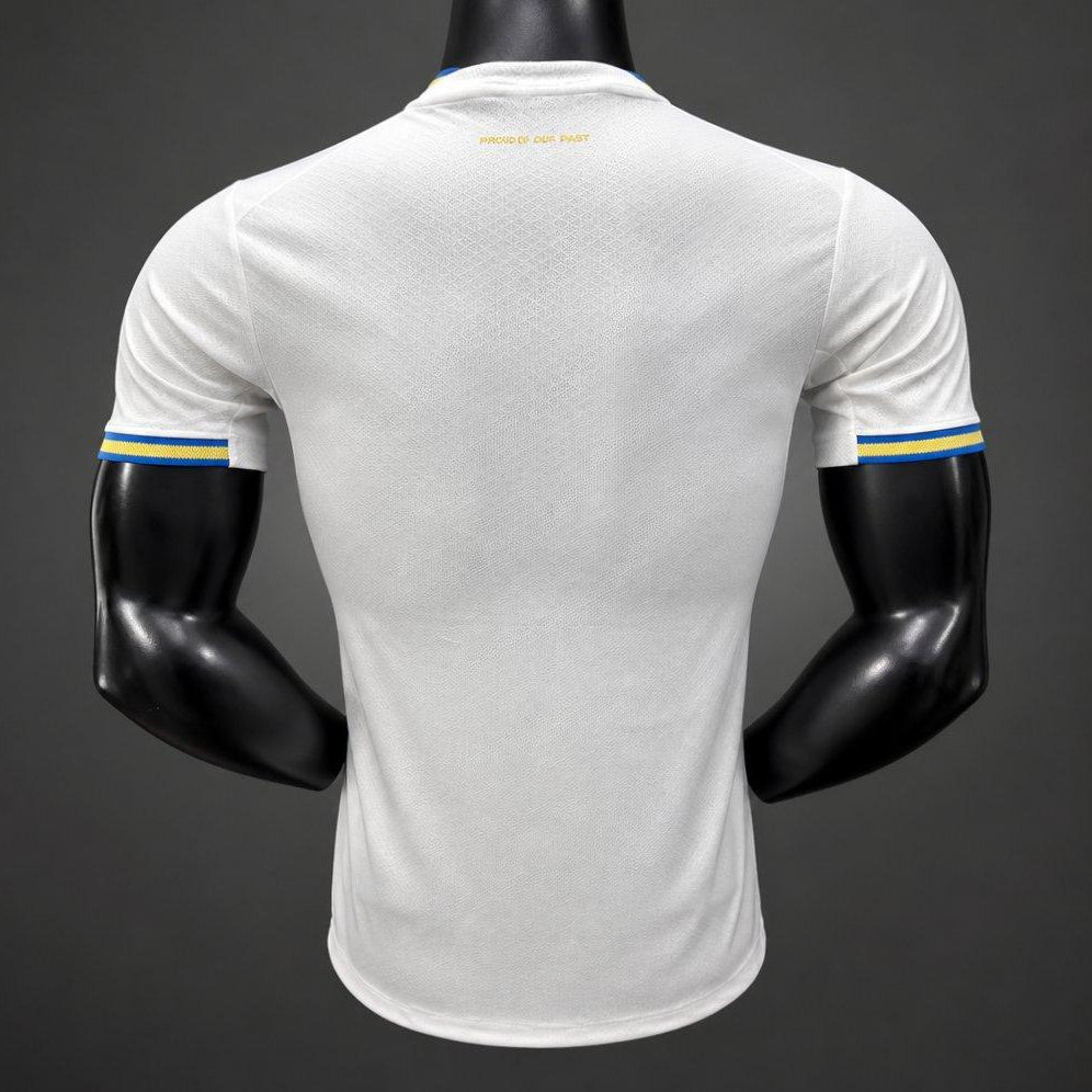 Olympique Marseille Home Jersey 2026/27 back view with white design and blue and gold sleeve trim 
