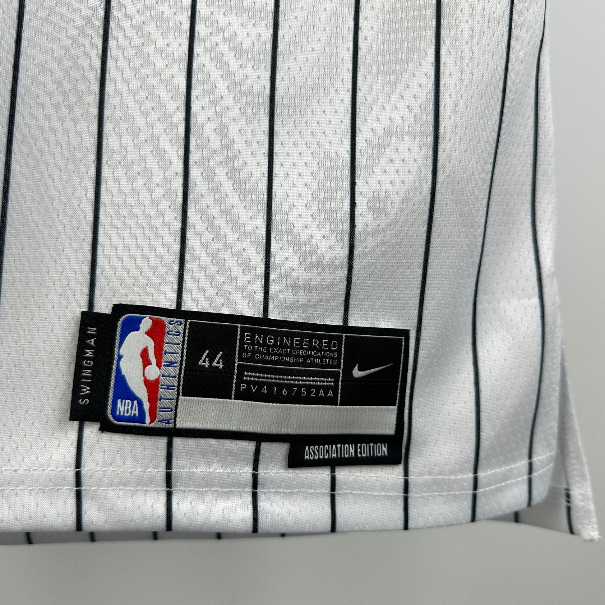 Orlando Magic 2025/26 home white swingman jersey Shaquille O’Neal number 32 pinstripe front and back view