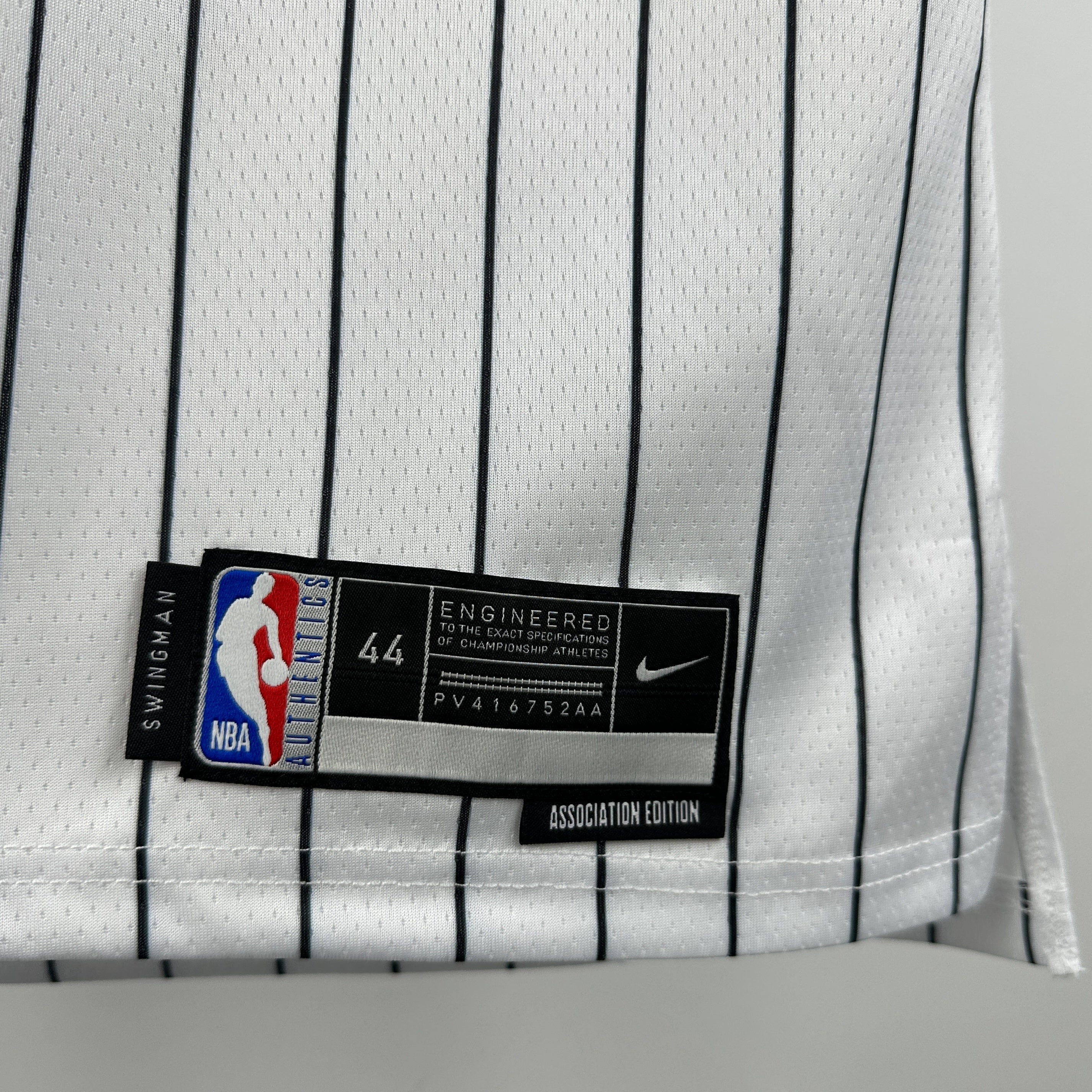 Orlando Magic 2025/26 home white swingman jersey Shaquille O’Neal number 32 pinstripe front and back view