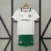 Palmeiras Away Jersey 2026 Kids Set front view with white jersey and green shorts
