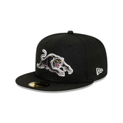 Panther's 59 Fitted Cap front view with black design and embroidered panther logo