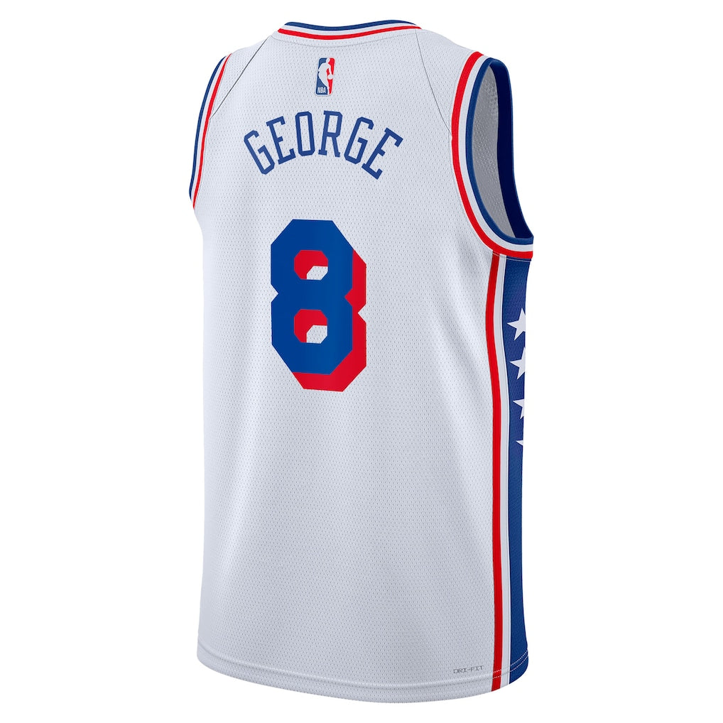 Paul George Philadelphia 76ers Association Edition Swingman Jersey back view