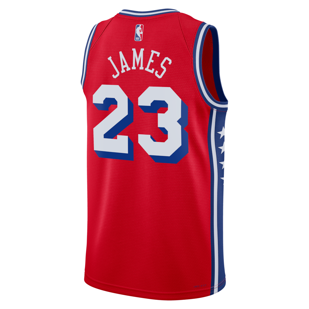 Philadelphia 76ers LeBron James Statement Jersey 2026/27 Back View