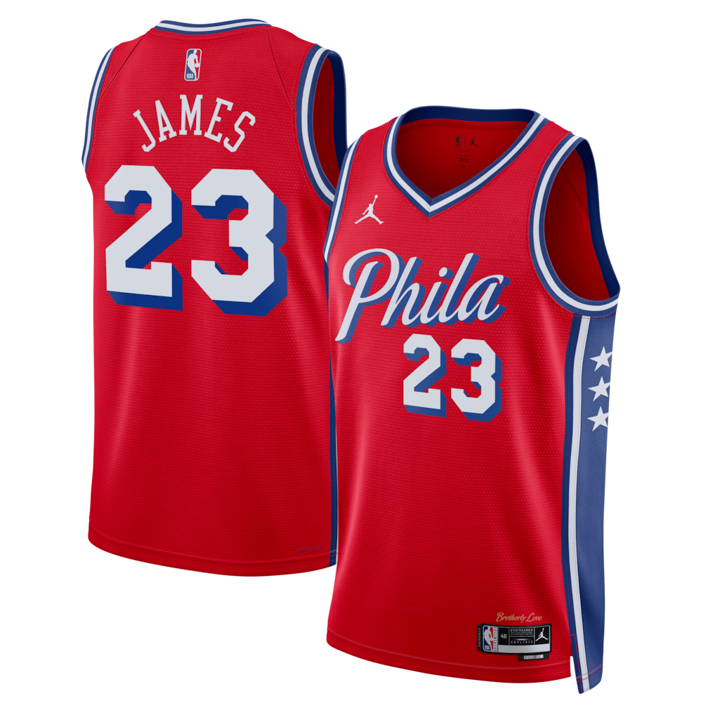 Philadelphia 76ers LeBron James Statement Jersey 2026/27 Front and Back View