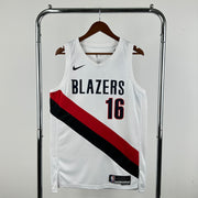 Portland Trail Blazers 2025/26 home white swingman jersey Yang Hansen number 16 front and back view