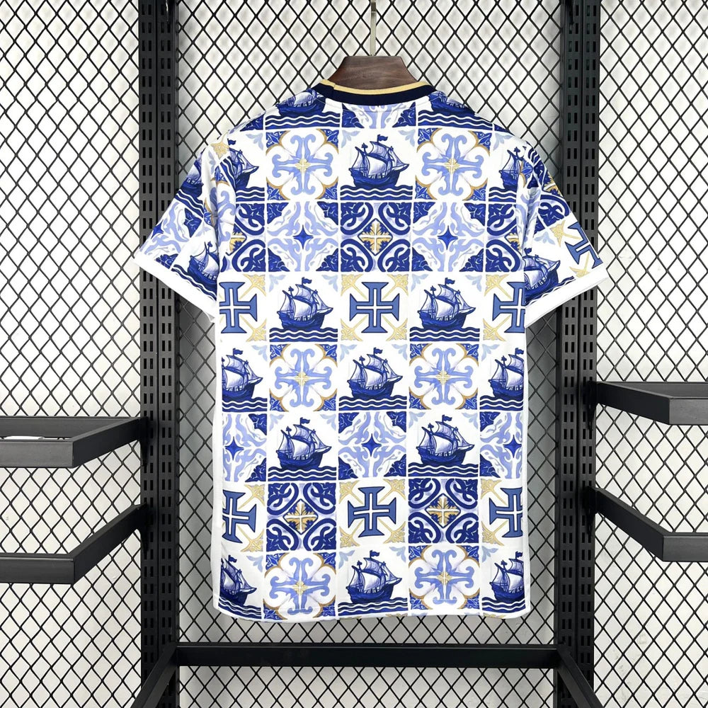 Portugal Azulejos Jersey back view with all over azulejo pattern