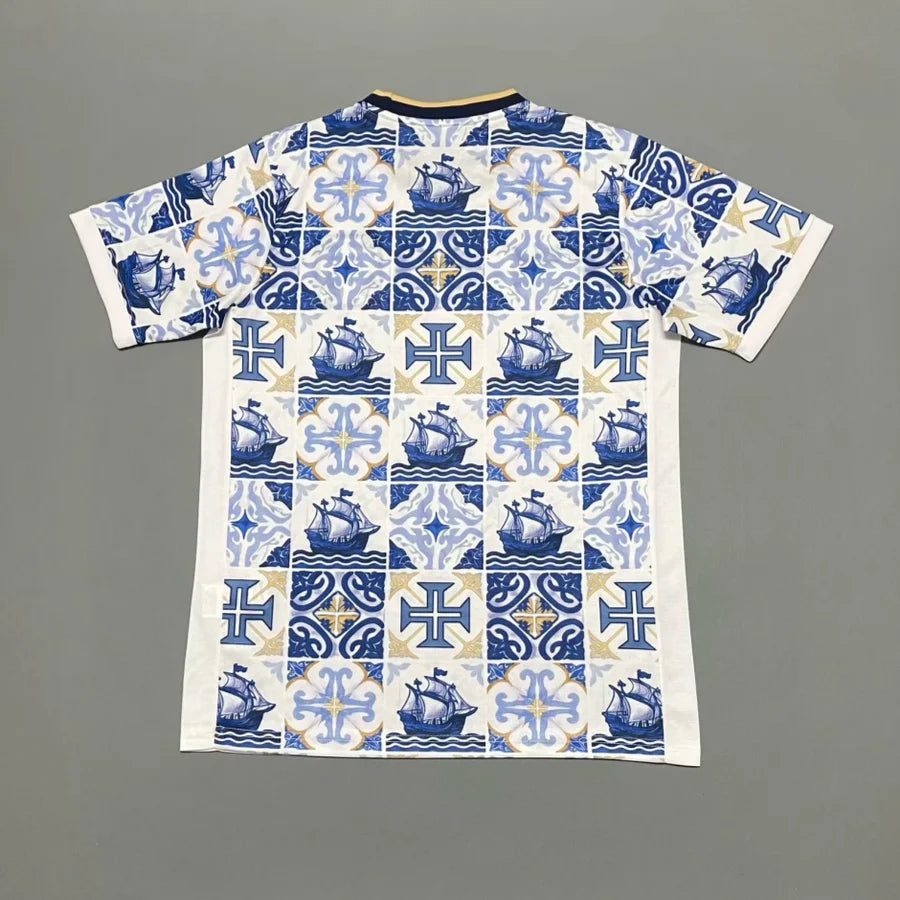 Portugal Azulejos Jersey back view with all over azulejo pattern