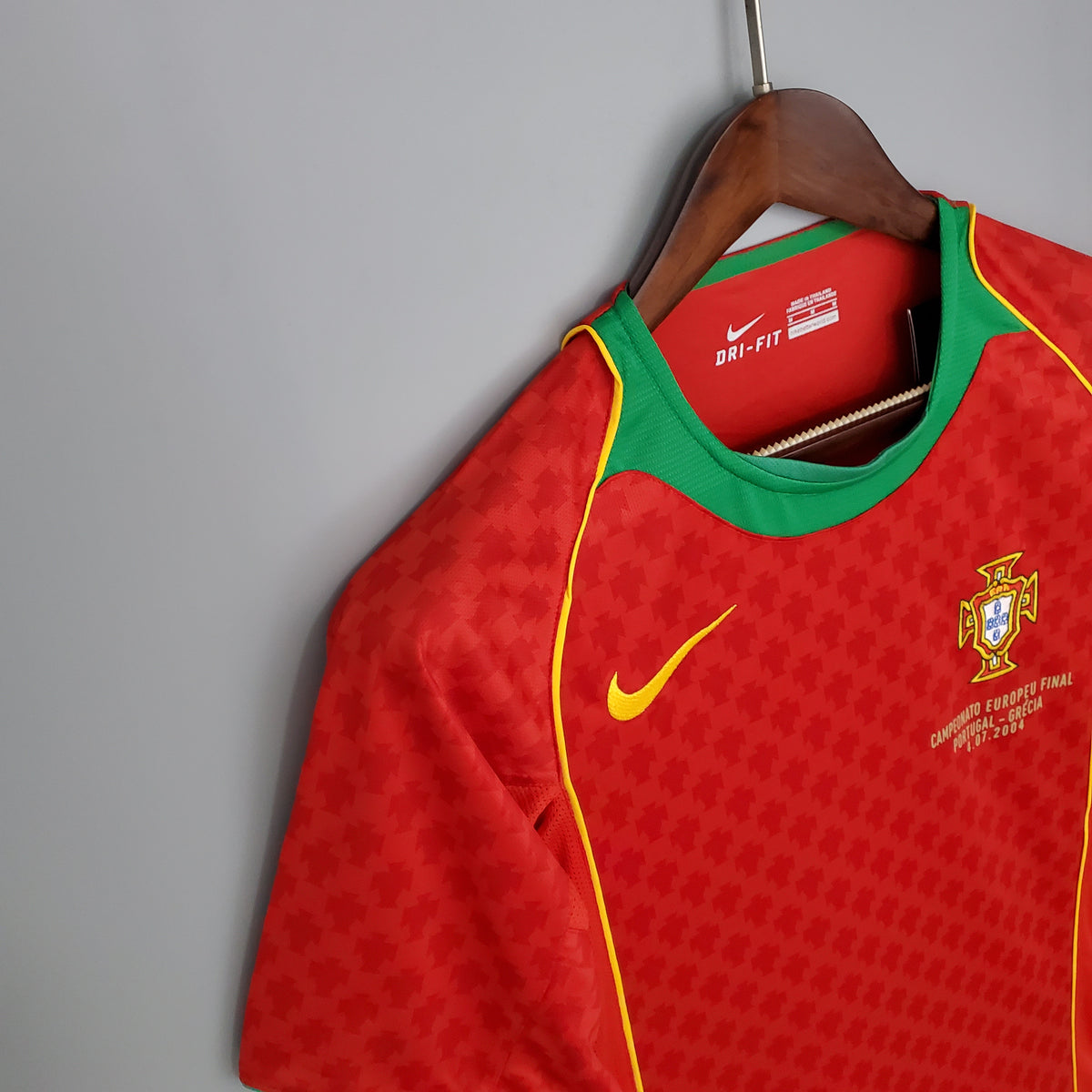 Portugal Home Jersey 2004 angled upper front view with crest and chest graphic