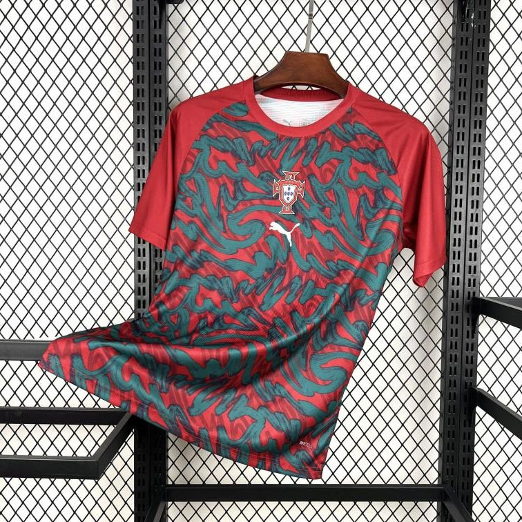 Portugal World Cup Pre-Match Jersey 2026 front view with red and green graphic design