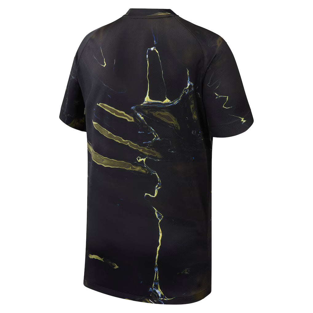 PSG Night Edition Jersey 2025/26 back view with black base and sweeping gold graphic design