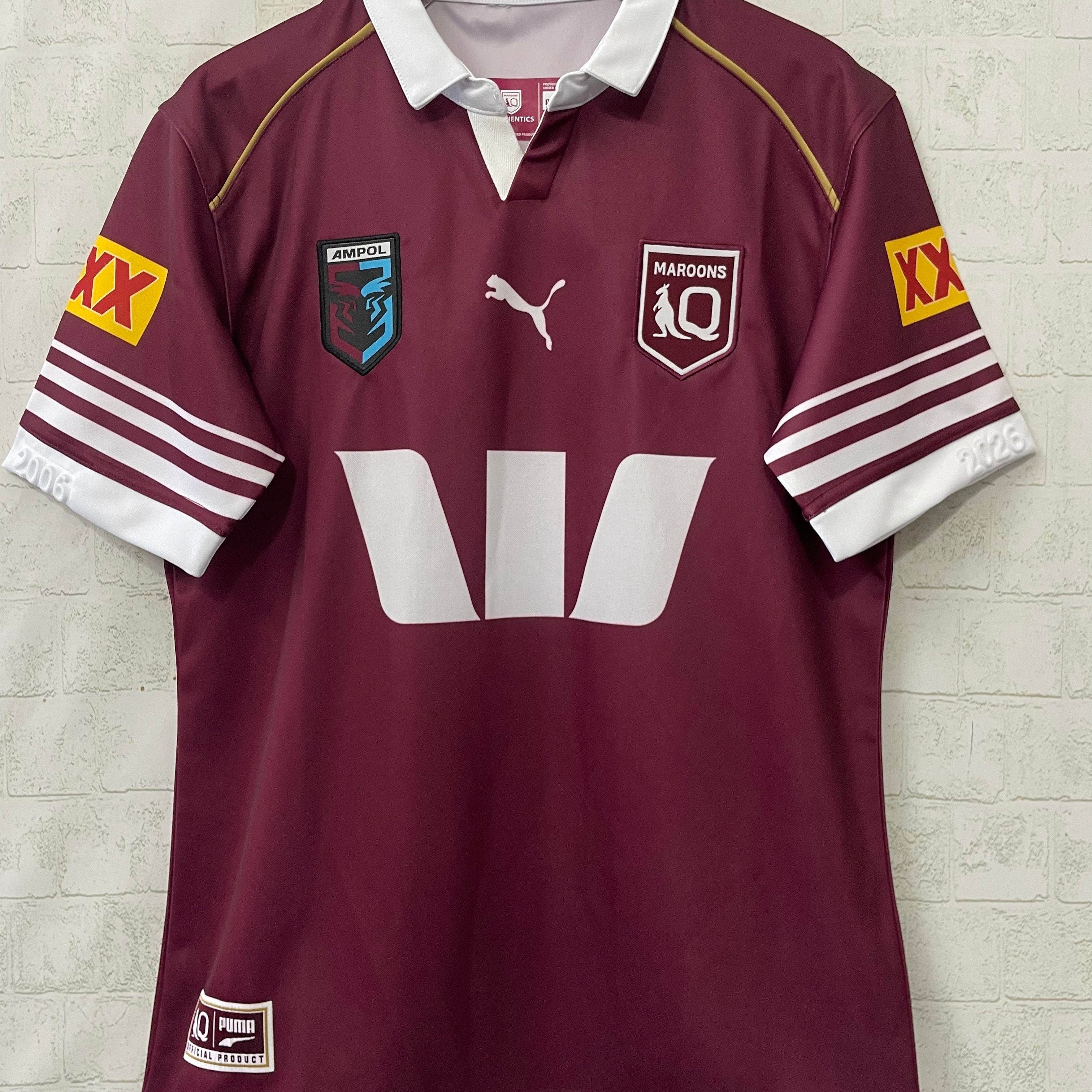 QLD Maroons 2026 State of Origin jersey team crest close up

