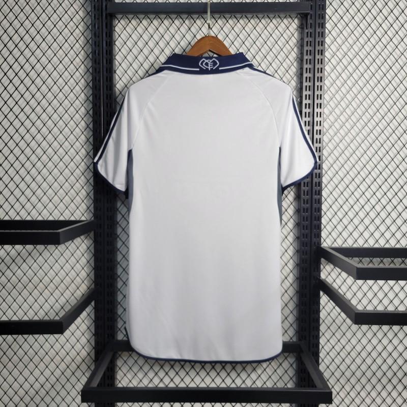 Real Madrid Home Jersey 2000/01 back view with clean white design and navy collar trim