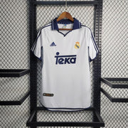 Real Madrid Home Jersey 2000/01 front view with white design navy collar and Teka sponsor