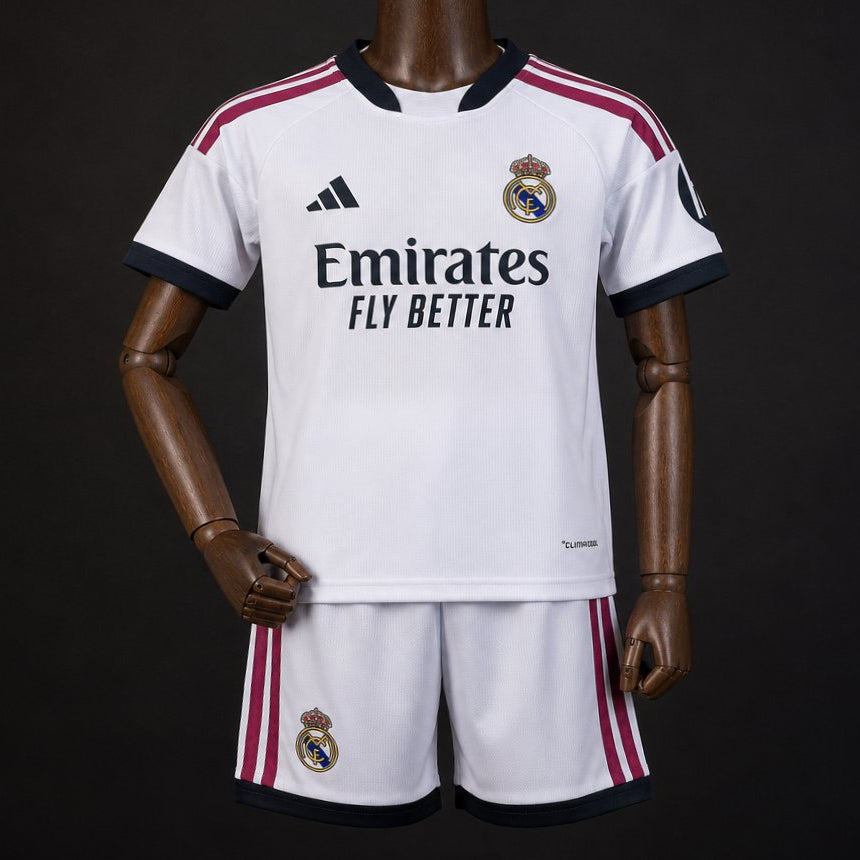 Real Madrid Home Jersey 2026 Kids Set Front View