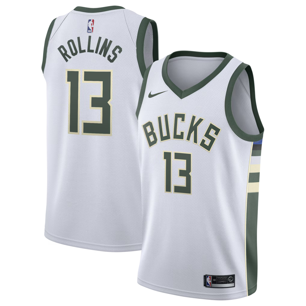Ryan Rollins Milwaukee Bucks Association Edition Swingman Jersey front and back view