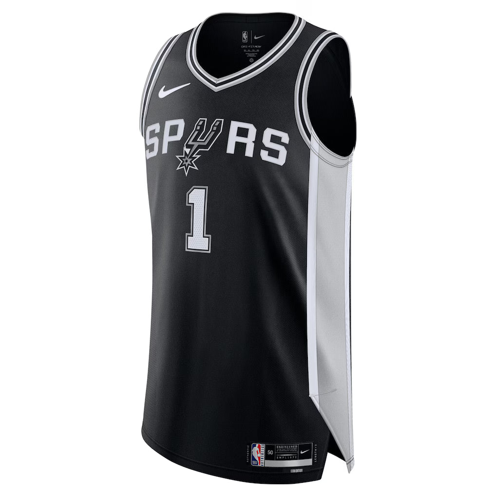 San Antonio Spurs Icon Edition 2022/23 front view black NBA jersey
