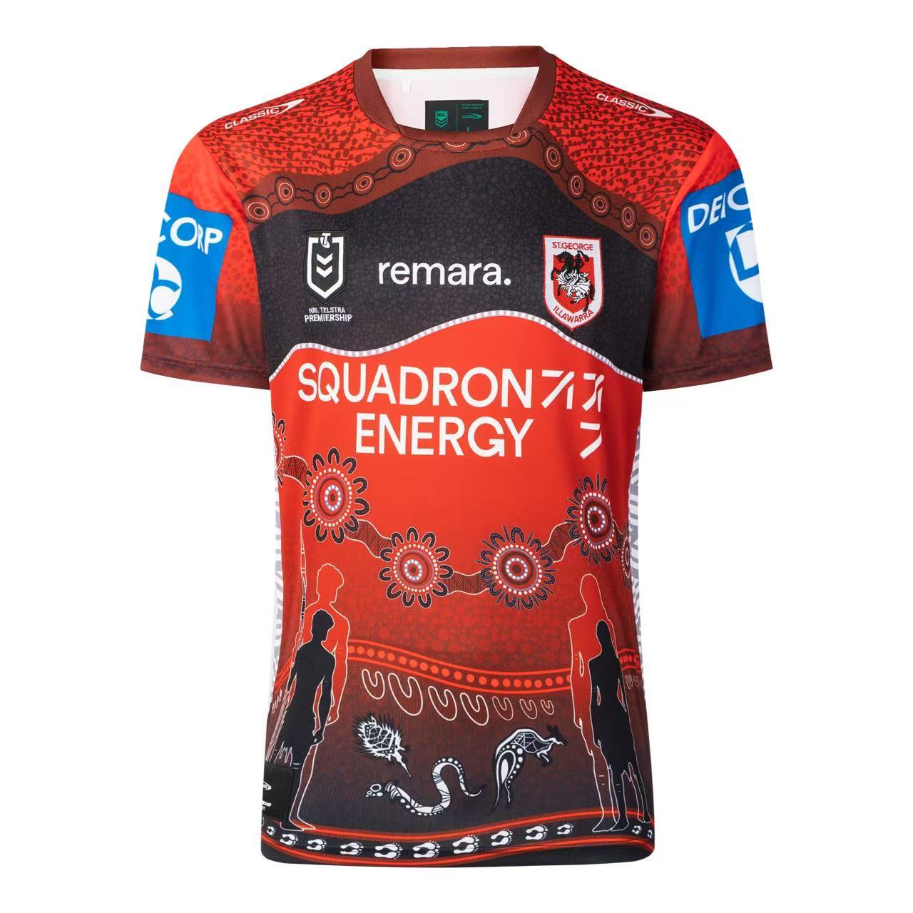 St George Illawarra Dragons 2025 Indigenous jersey red front view
