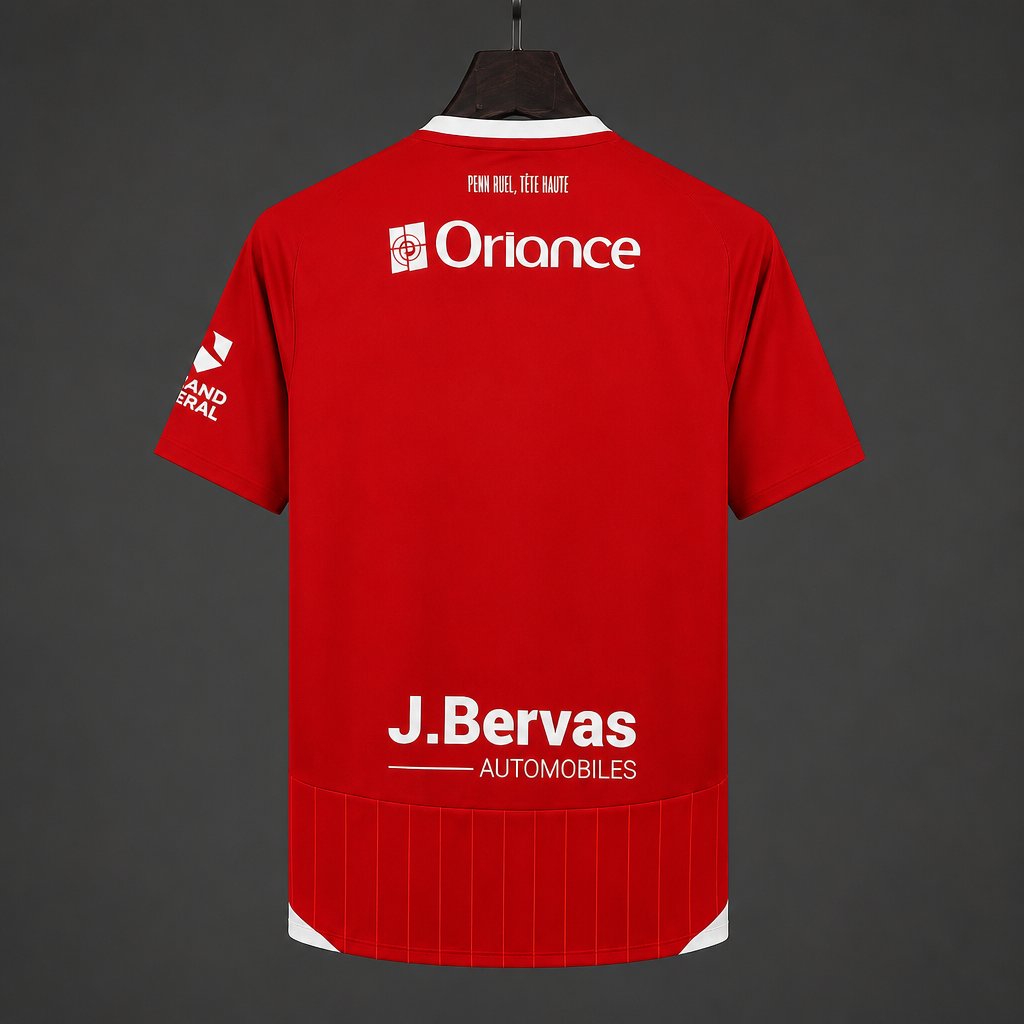 Stade Brestois Home Jersey 2026/27 back view in red with white accents and sponsor graphics