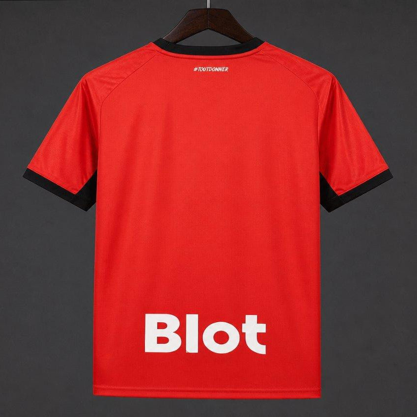 Stade Rennais Home Jersey 2026/27 back view with red base black sleeve cuffs and Blot sponsor branding