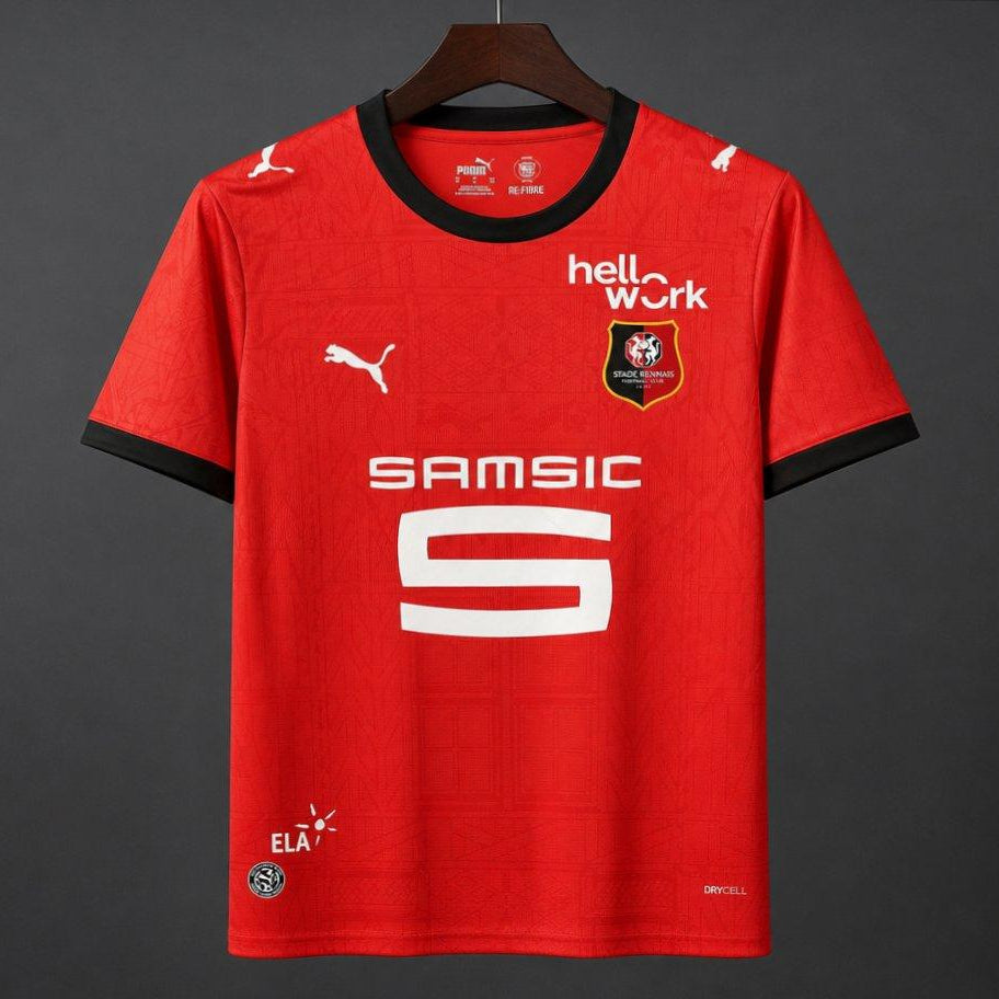 Stade Rennais Home Jersey 2026/27 front view with red design black trim club crest Puma logo and Samsic sponsor