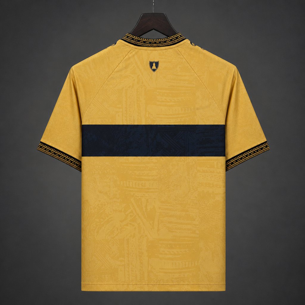 Stuttgart Third Jersey 2026/27 back view in gold with tonal graphics and wide black horizontal band