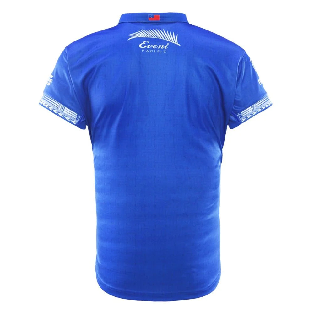 Toa Samoa Rugby League World Cup 2026 Home Jersey back view, royal blue with white sleeve detailing