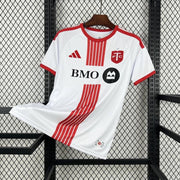 Toronto FC Away Jersey 2026/27 front view with white base and red vertical stripes