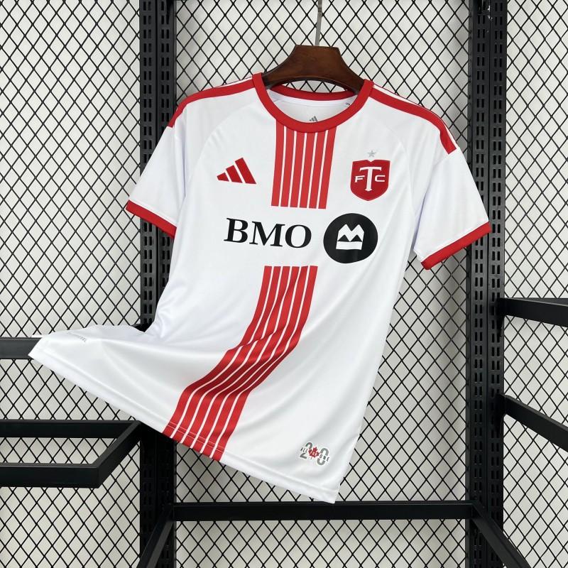 Toronto FC Away Jersey 2026/27 front view with white base and red vertical stripes
