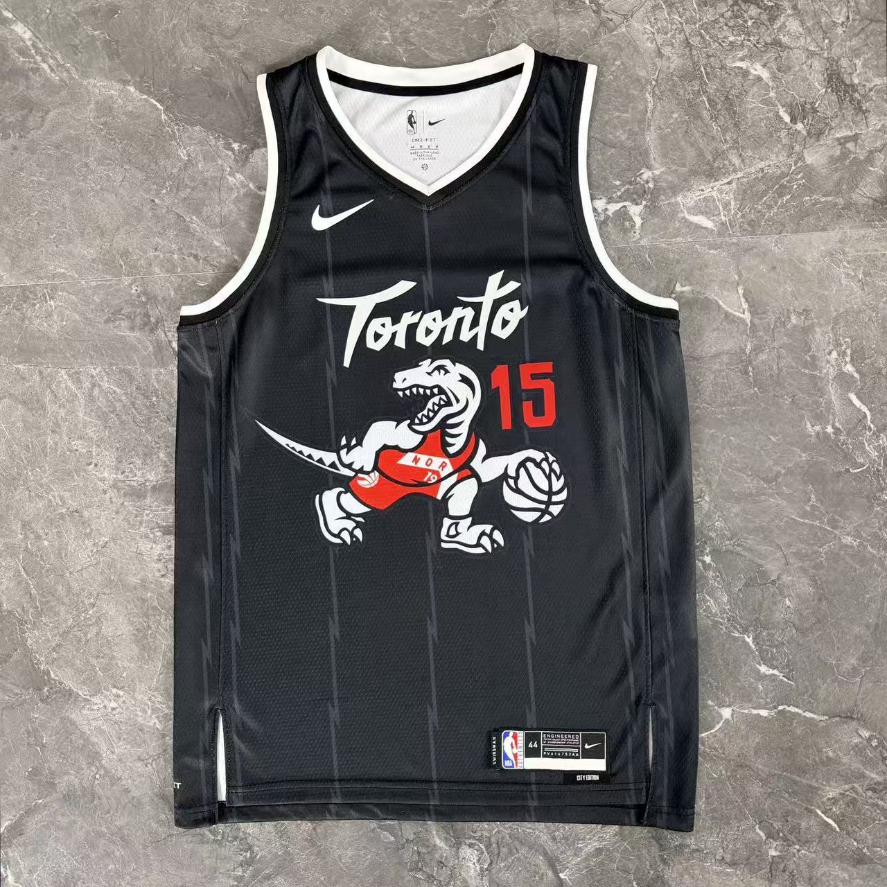 Toronto Raptors 2025/26 City Edition Vince Carter jersey black dinosaur logo front view