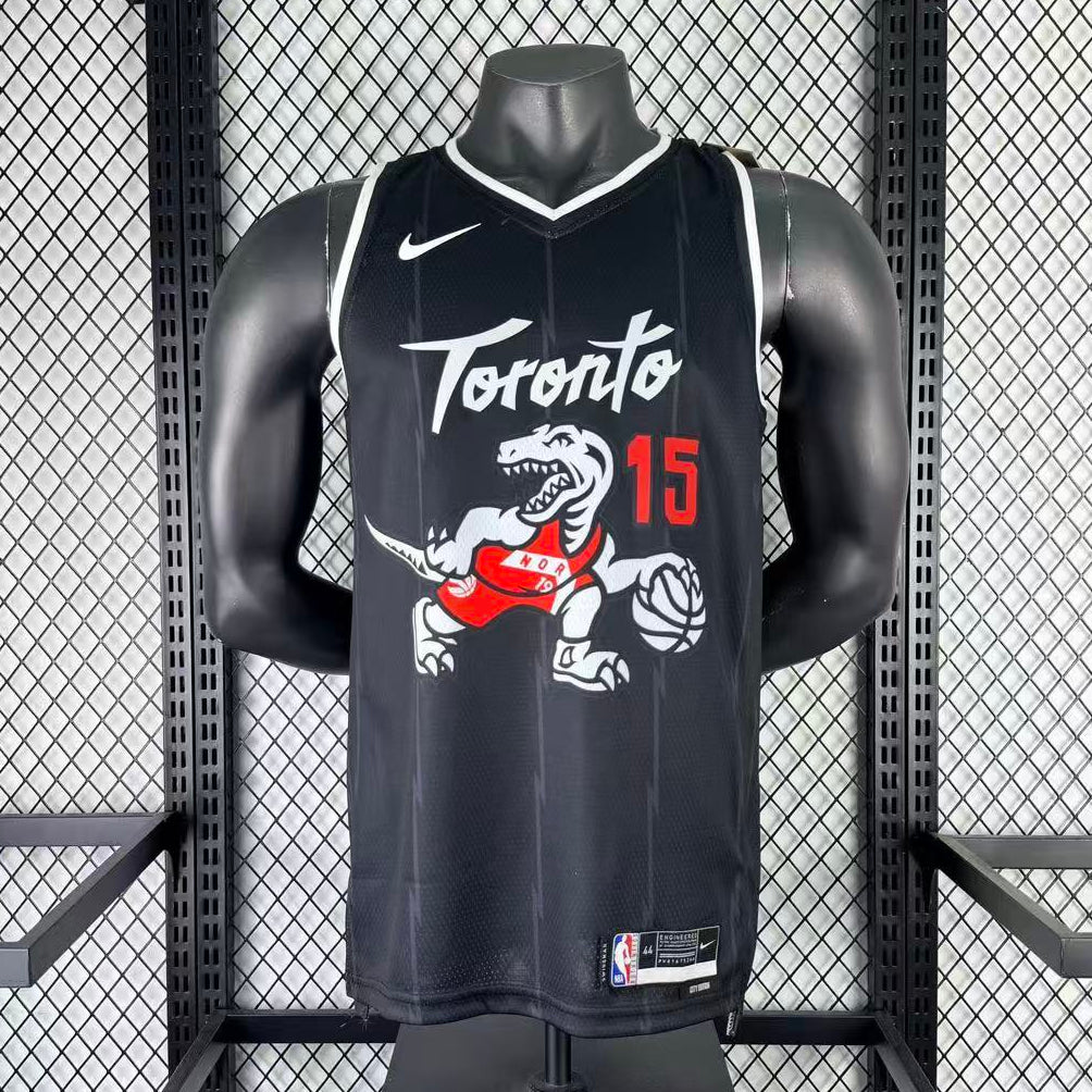 Toronto Raptors 2025/26 City Edition Vince Carter jersey black dinosaur logo front view